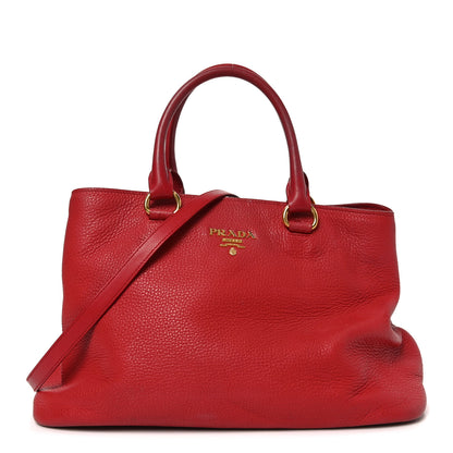 Prada Vitello Daino Top Handle Shoulder Bag Rosso 1 of 9