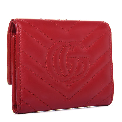 Gucci Calfskin Matelasse GG Marmont Wallet Hibiscus Red 3 of 13