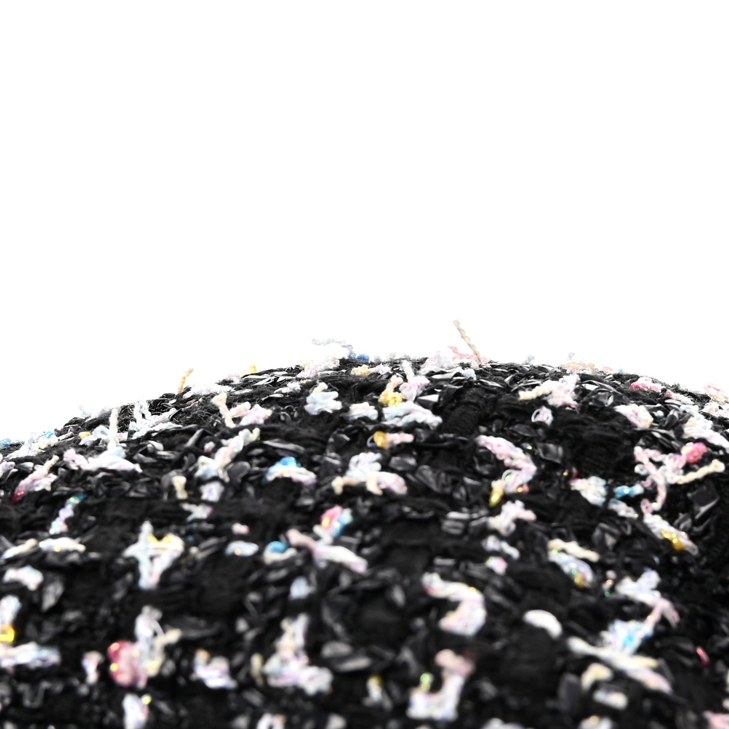 Metallic Tweed Lambskin CC Cap Black White