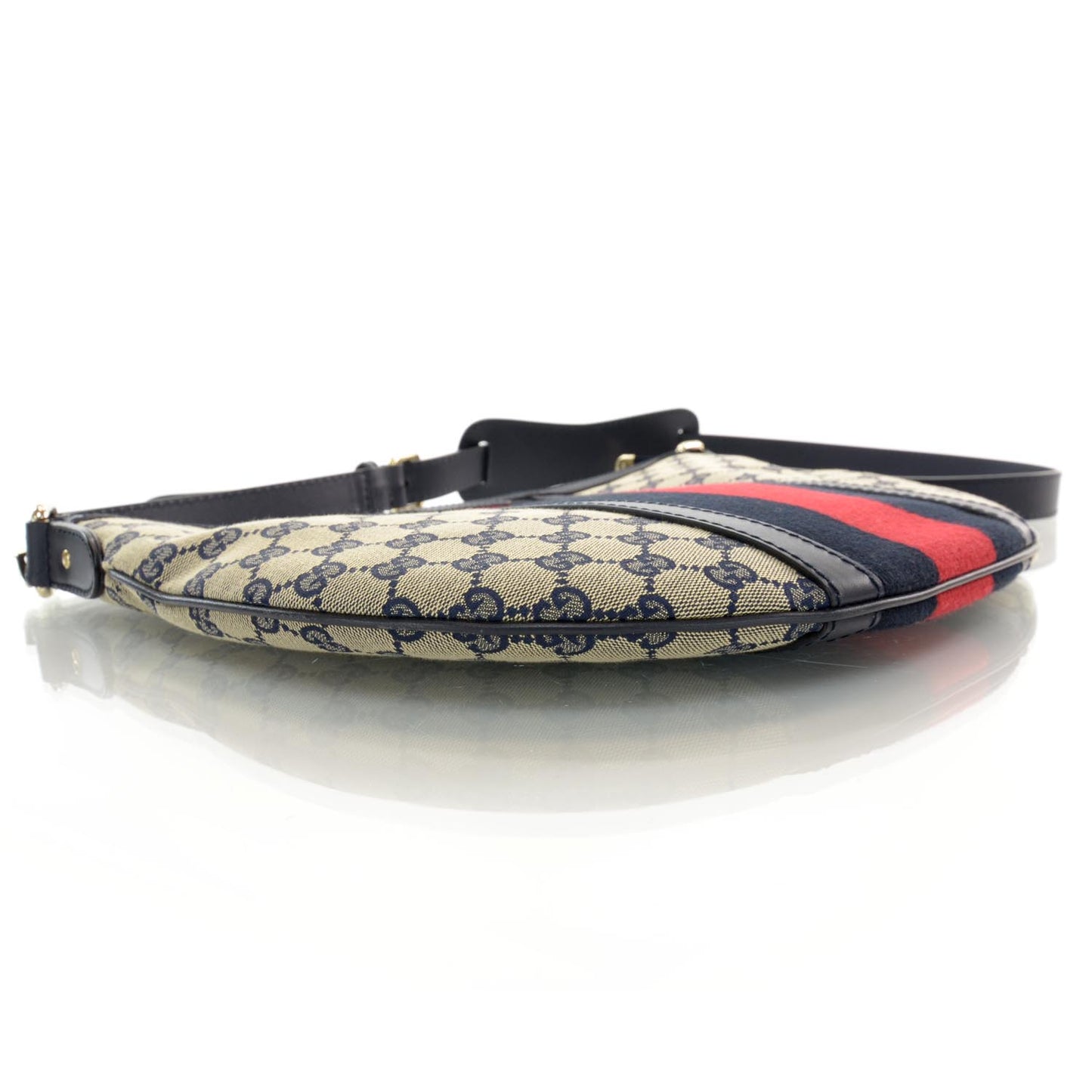 Monogram Vintage Web Medium Half Moon Hobo Navy