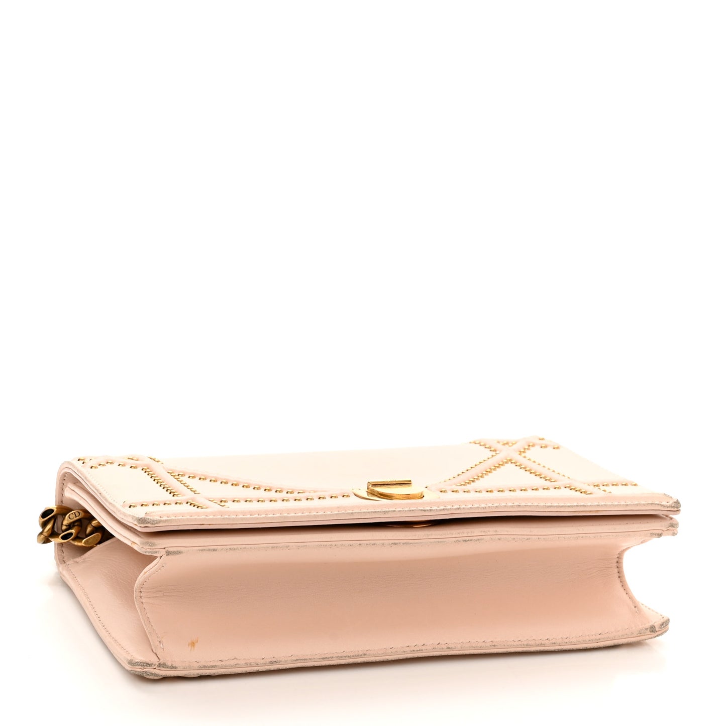 Lambskin Studded Medium Diorama Flap Bag Rose Poudre