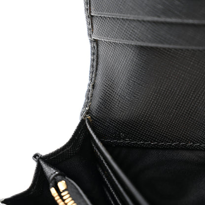 Prada Saffiano Metal Continental Flap Wallet Black 8 of 14