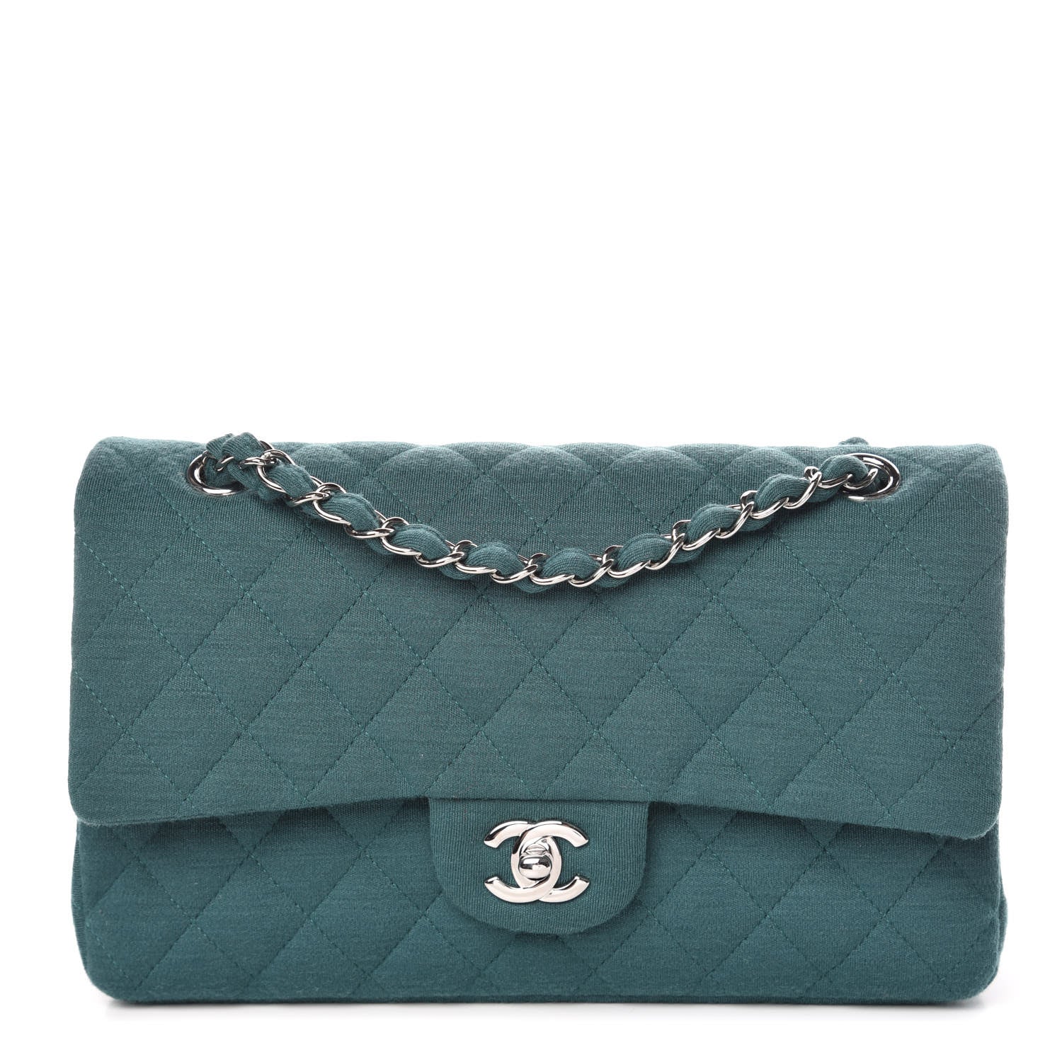 Chanel Jersey Quilted Medium Double Flap Green 1 of 10
