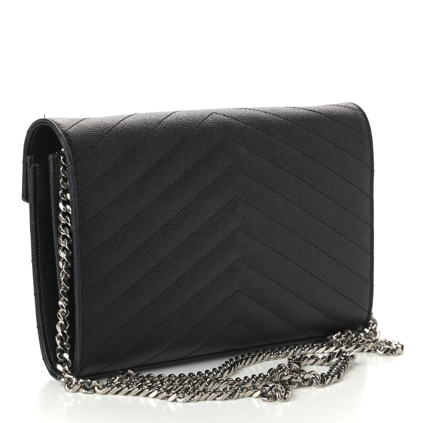 Grain De Poudre Matelasse Chevron Monogram Chain Wallet Black