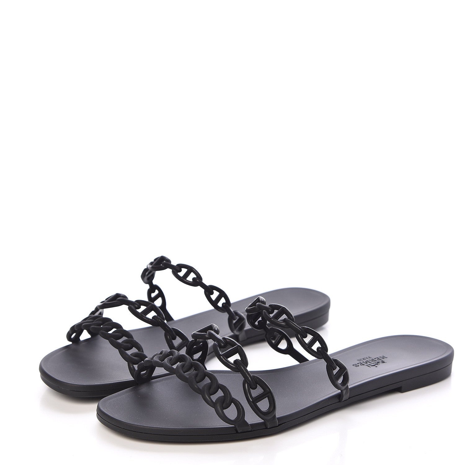 Hermes Rubber Chaine d'Ancre Rivage Sandals 40 Black 3 of 8