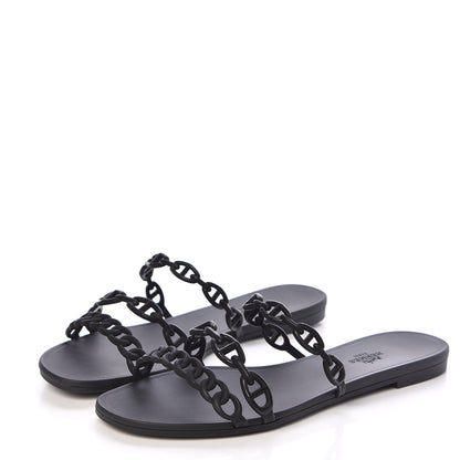 Hermes Rubber Chaine d'Ancre Rivage Sandals 40 Black 3 of 8