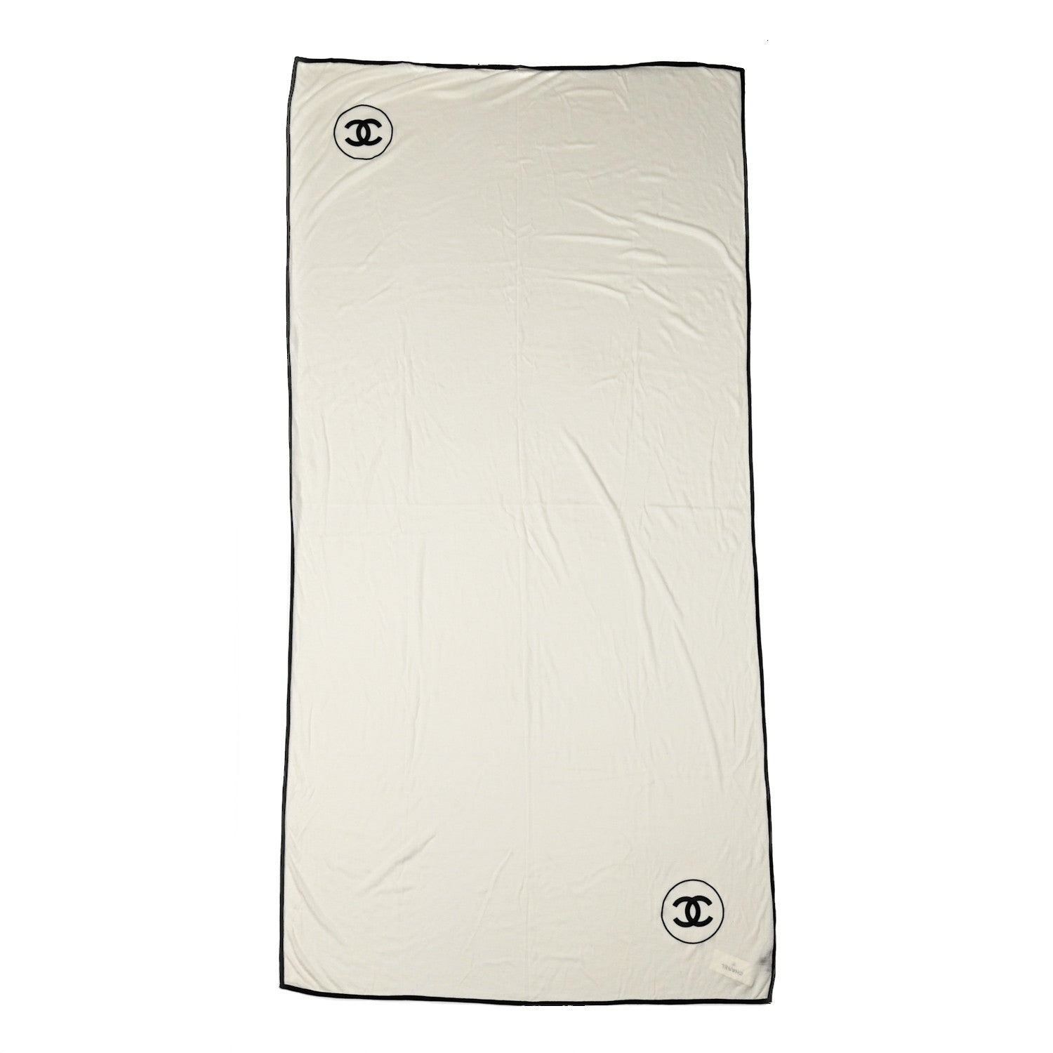 Chanel Cashmere Silk CC Scarf White Black 1 of 3