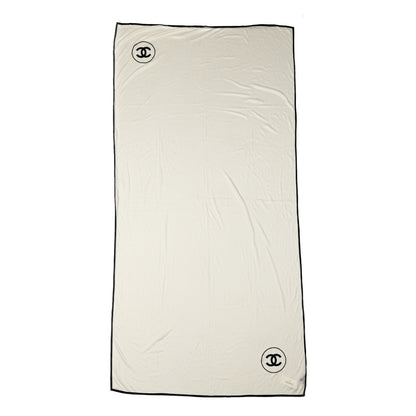 Chanel Cashmere Silk CC Scarf White Black 1 of 3