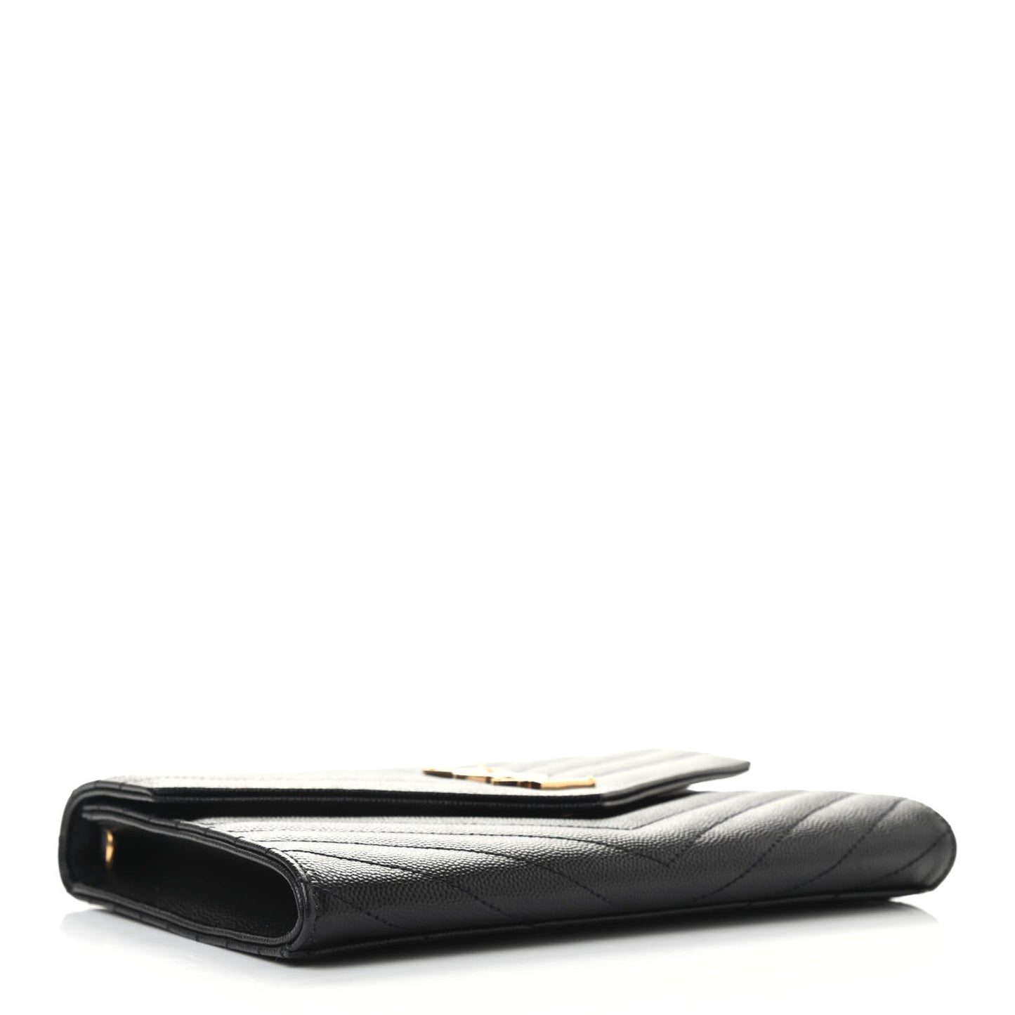 Grain De Poudre Matelasse Chevron Monogram Envelope Clutch Black
