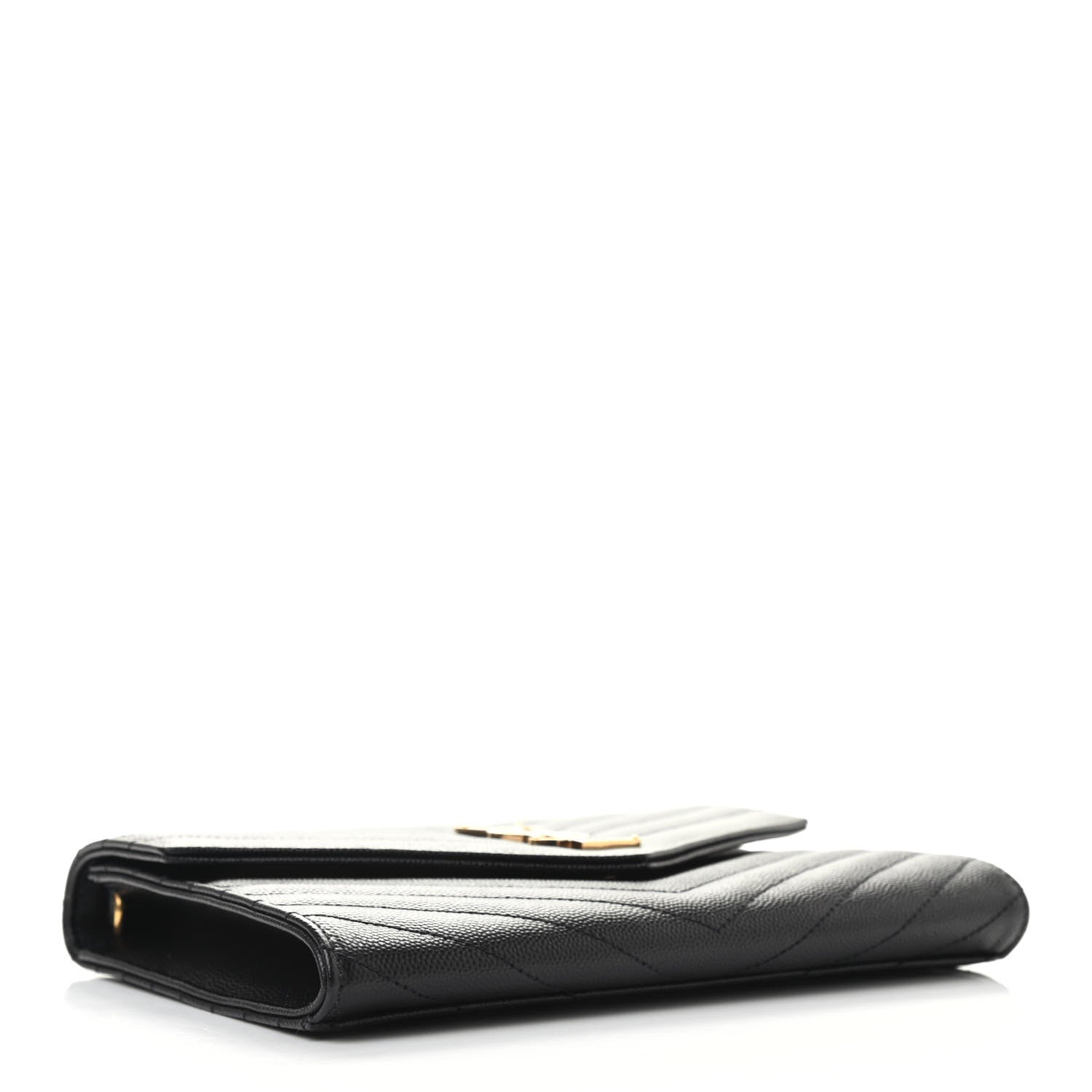 Saint Laurent Grain De Poudre Matelasse Chevron Monogram Envelope Clutch Black 4 of 7