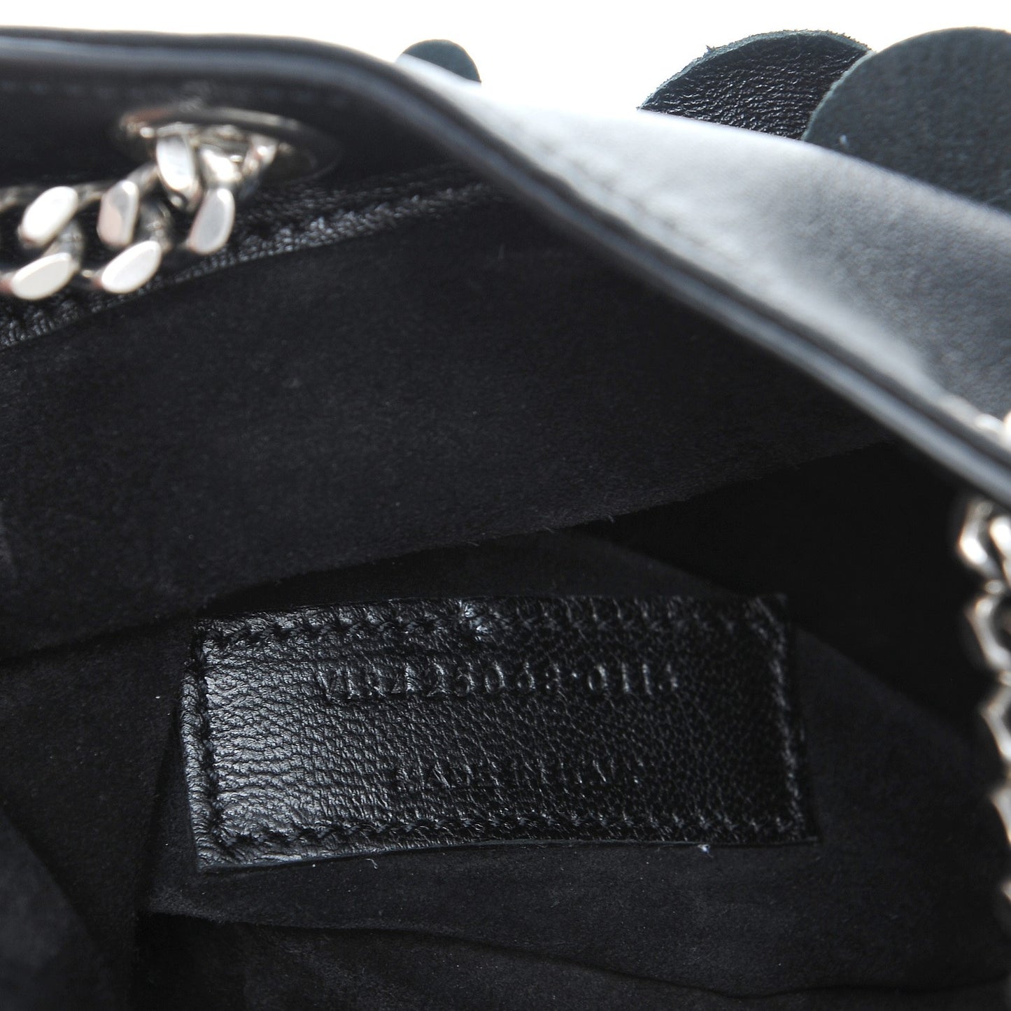 Lambskin Floral Applique Baby Emmanuelle Bucket Bag Black