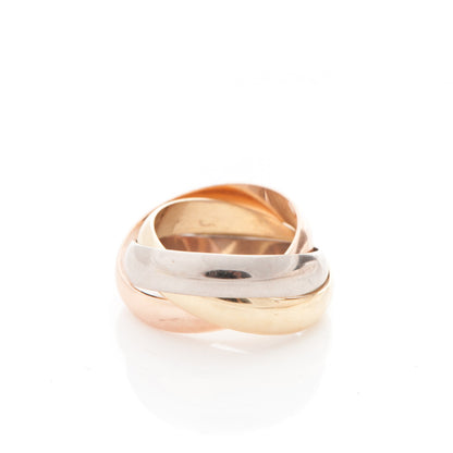 Cartier 18K Pink Yellow White Gold Large Trinity Ring 57 8 3 of 4