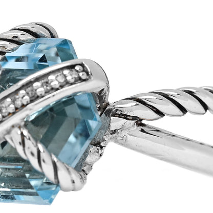 David Yurman Sterling Silver Diamond Blue Topaz 10mm Cable Wrap Ring 48 4.5 4 of 6