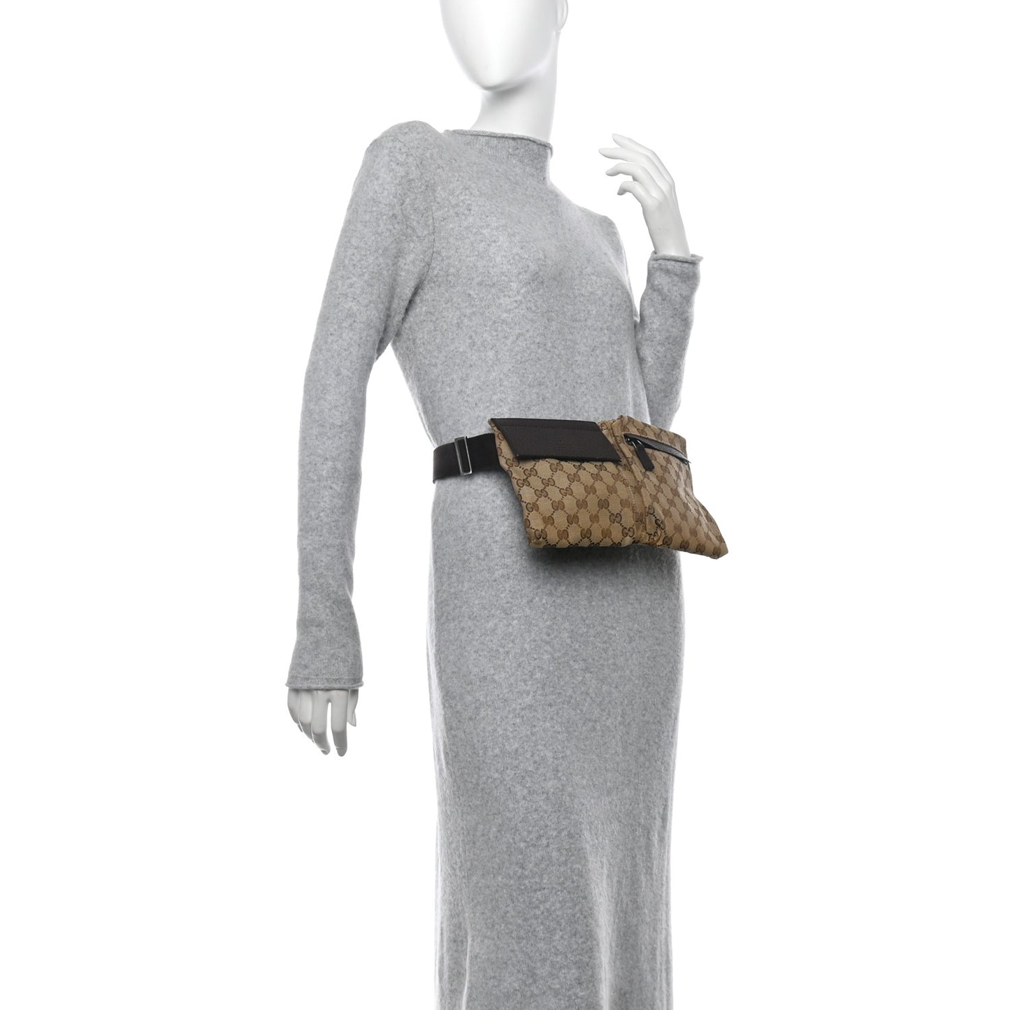 GG Monogram Double Pocket Belt Bag Dark Brown
