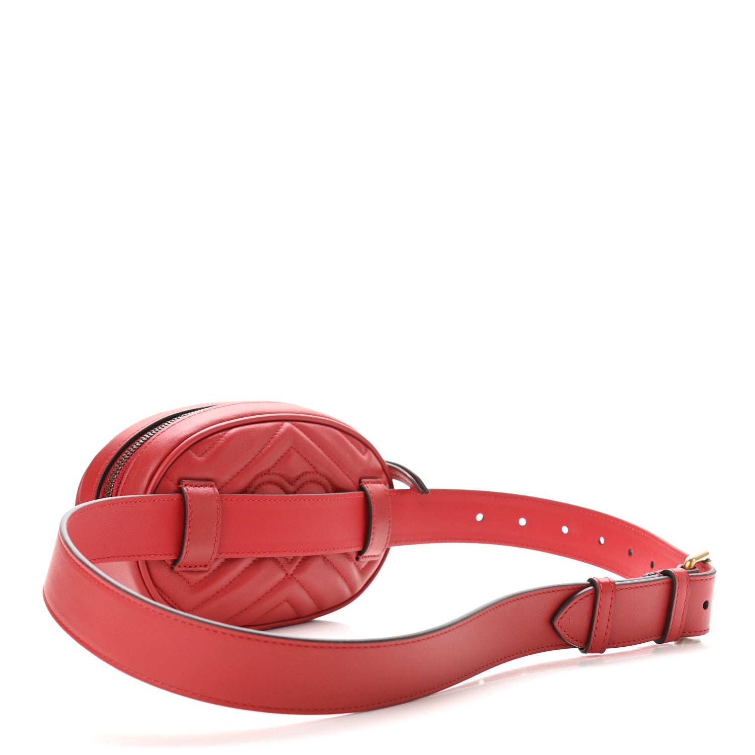 Gucci Calfskin Matelasse GG Marmont Belt Bag 85 34 Hibiscus Red 3 of 10