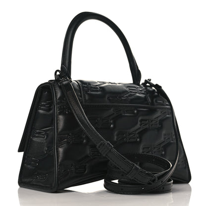Balenciaga Nappa BB Monogram Embossed Small Hourglass Top Handle Bag Black 3 of 10