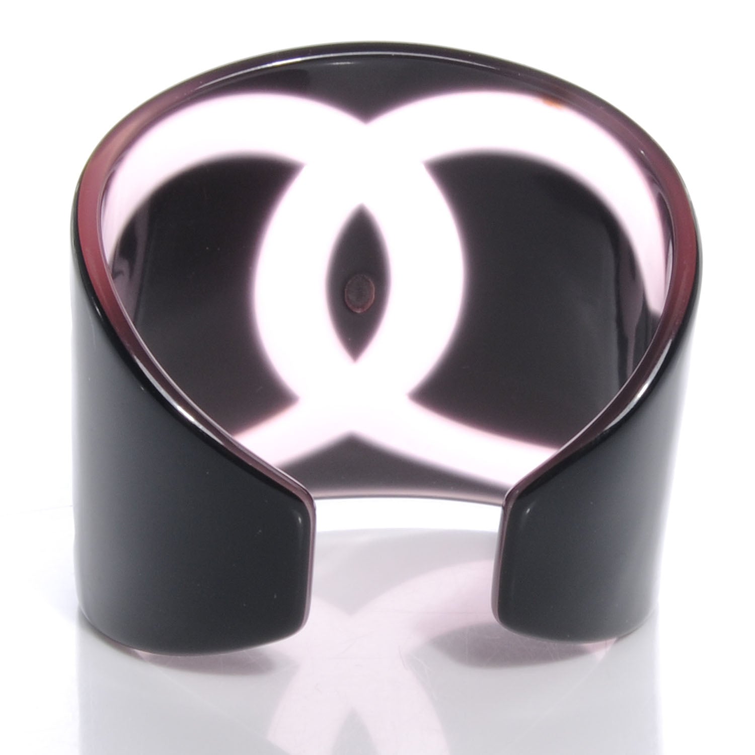 Chanel Resin CC Cuff Black Pink 4 of 5