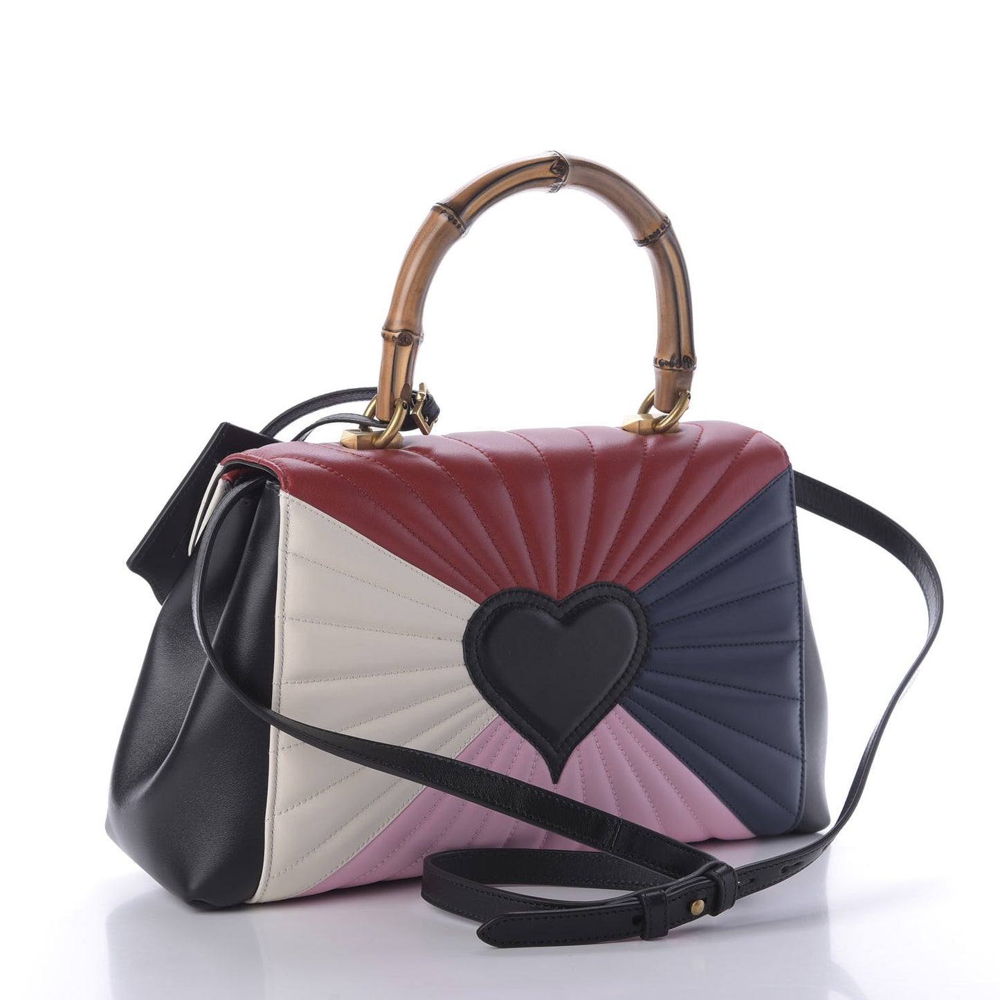 Calfskin Bamboo Trapuntata Queen Margaret Top Handle Bag Blue Agata Hibiscus Red Mystic White Sugar Pink