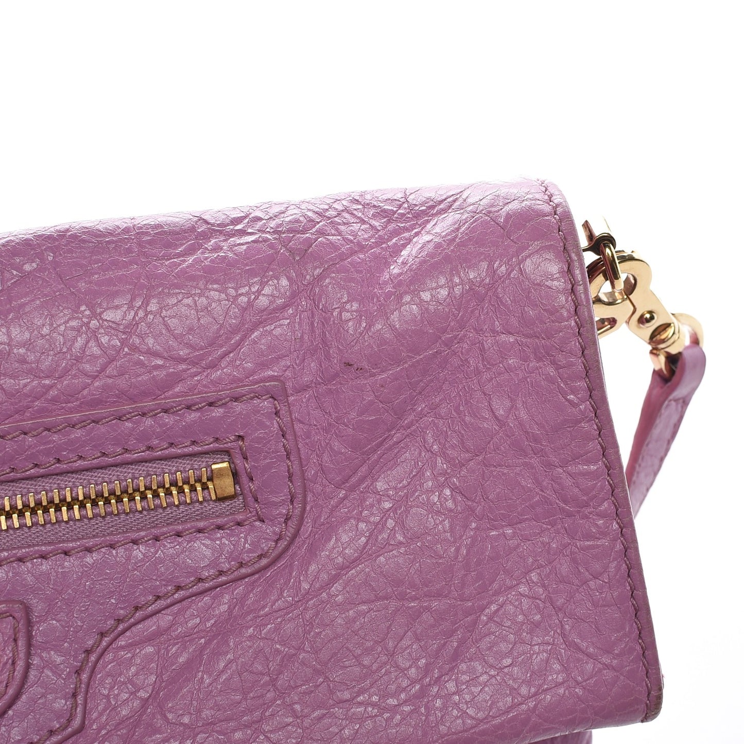 Agneau Giant 12 Gold Hardware Envelope Strap Clutch Rose Berlingot