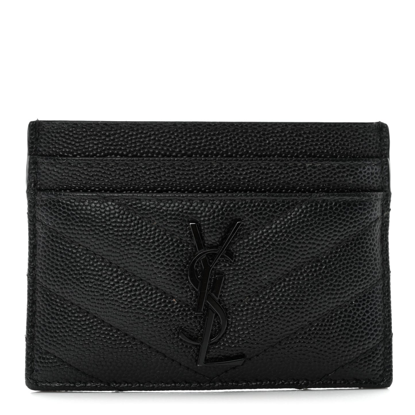 Grain De Poudre Matelasse Chevron Credit Card Case Black