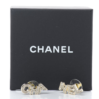 Chanel Crystal Pearl Signature Stud Earrings Gold 5 of 5