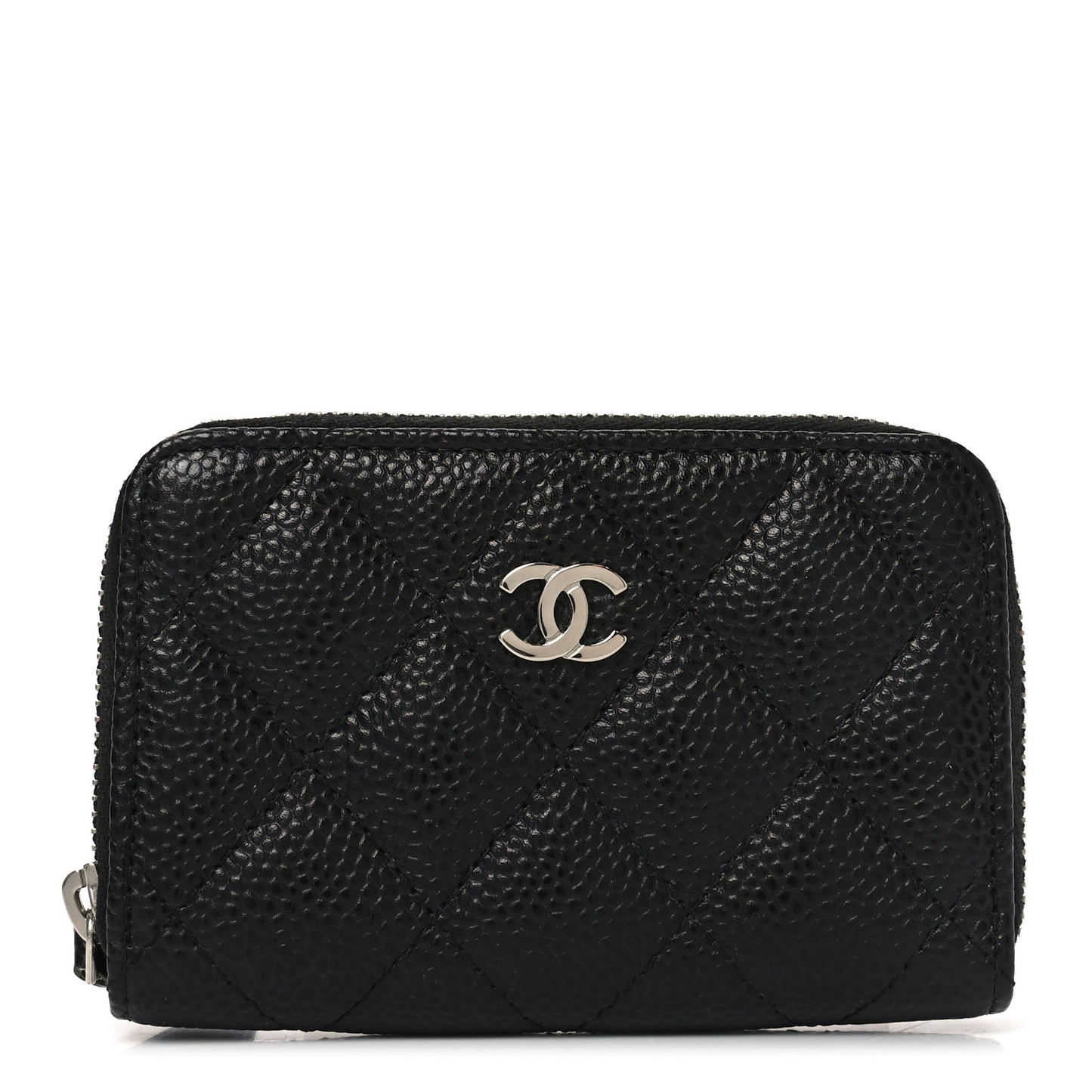 Caviar Quilted Zip Coin Purse Black