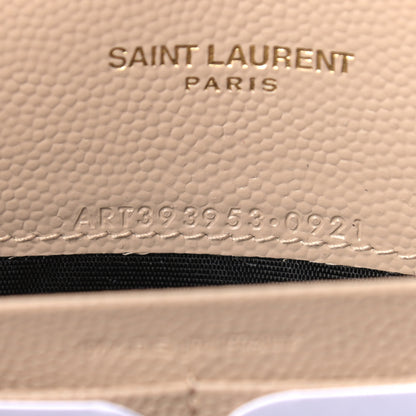 Saint Laurent Grain De Poudre Matelasse Chevron Monogram Envelope Chain Wallet Dark Beige 7 of 9