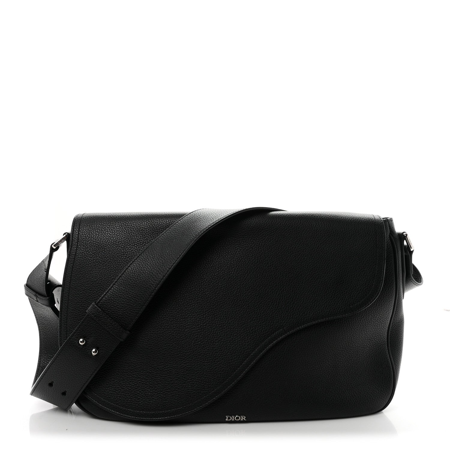Christian Dior Grained Calfskin Saddle Messenger Bag Black 1 of 10