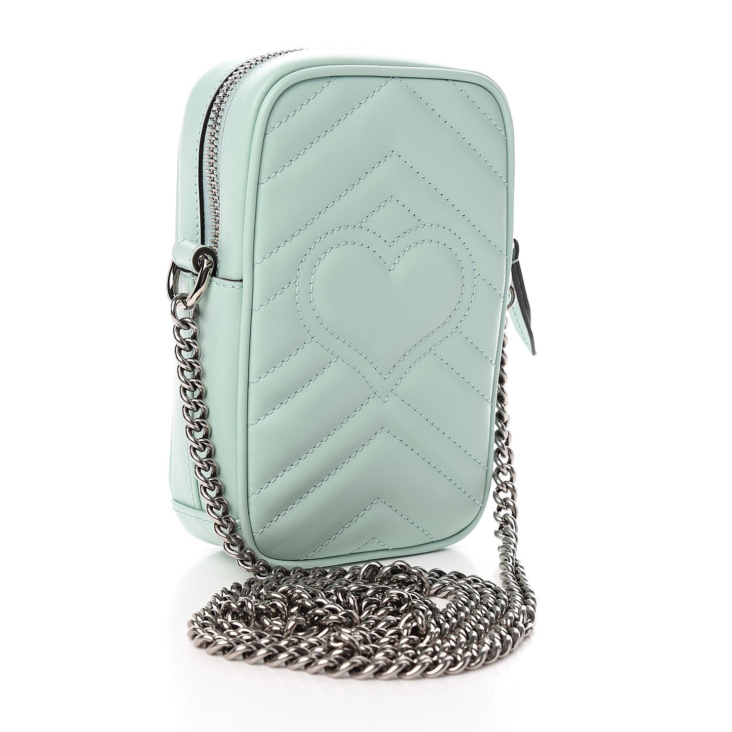 Calfskin Matelasse Mini GG Marmont Crossbody Bag Water Green
