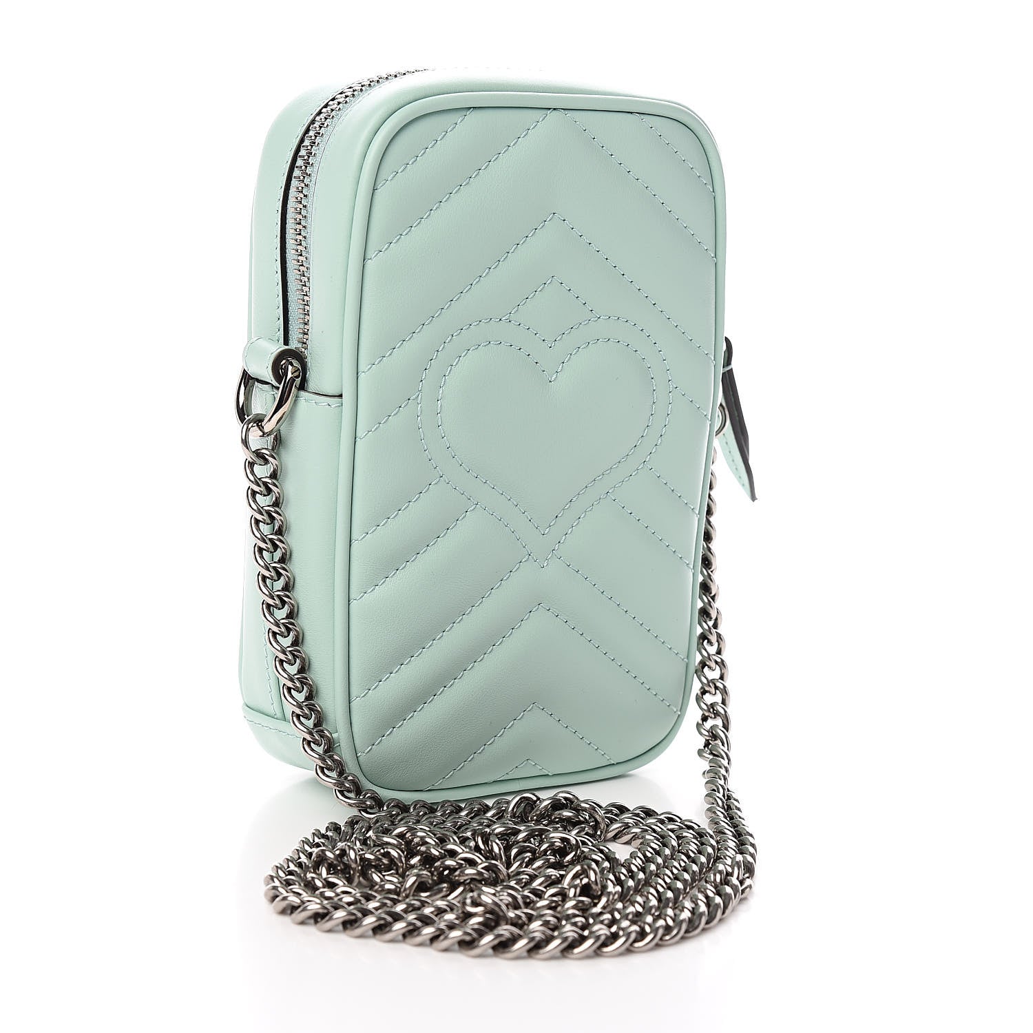 Gucci Calfskin Matelasse Mini GG Marmont Crossbody Bag Water Green 3 of 11