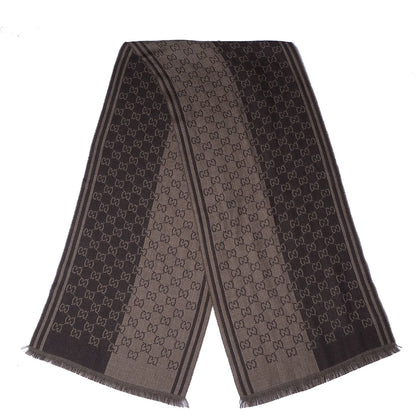 Gucci Monogram Wool Fringe Scarf Brown 3 of 7