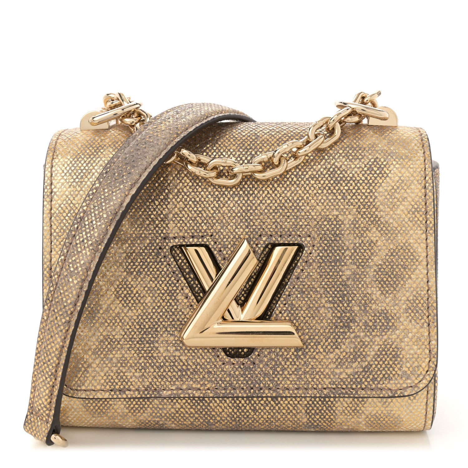 Louis Vuitton Snakeskin Twist Mini Shoulder Bag Brown 1626968