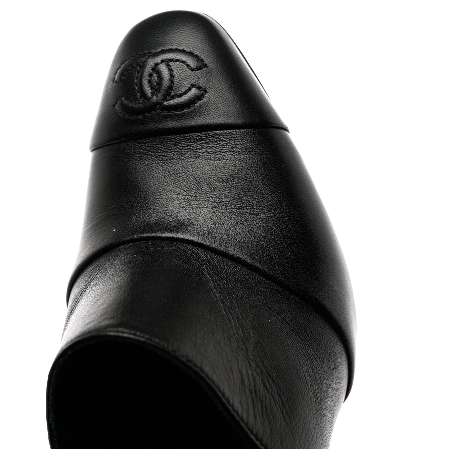 Lambskin Cap Toe CC Mules 35.5 Black