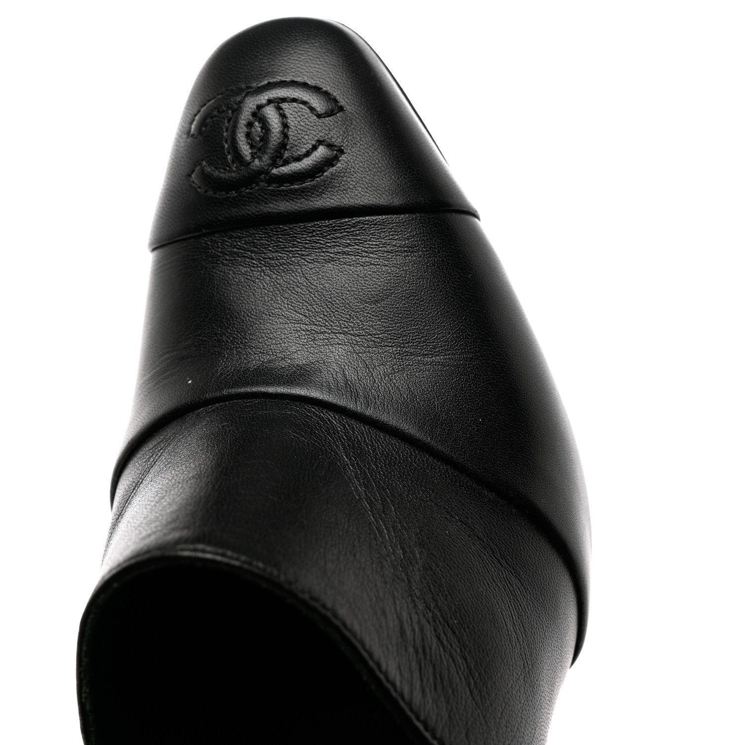 Chanel Lambskin Cap Toe CC Mules 35.5 Black 10 of 12