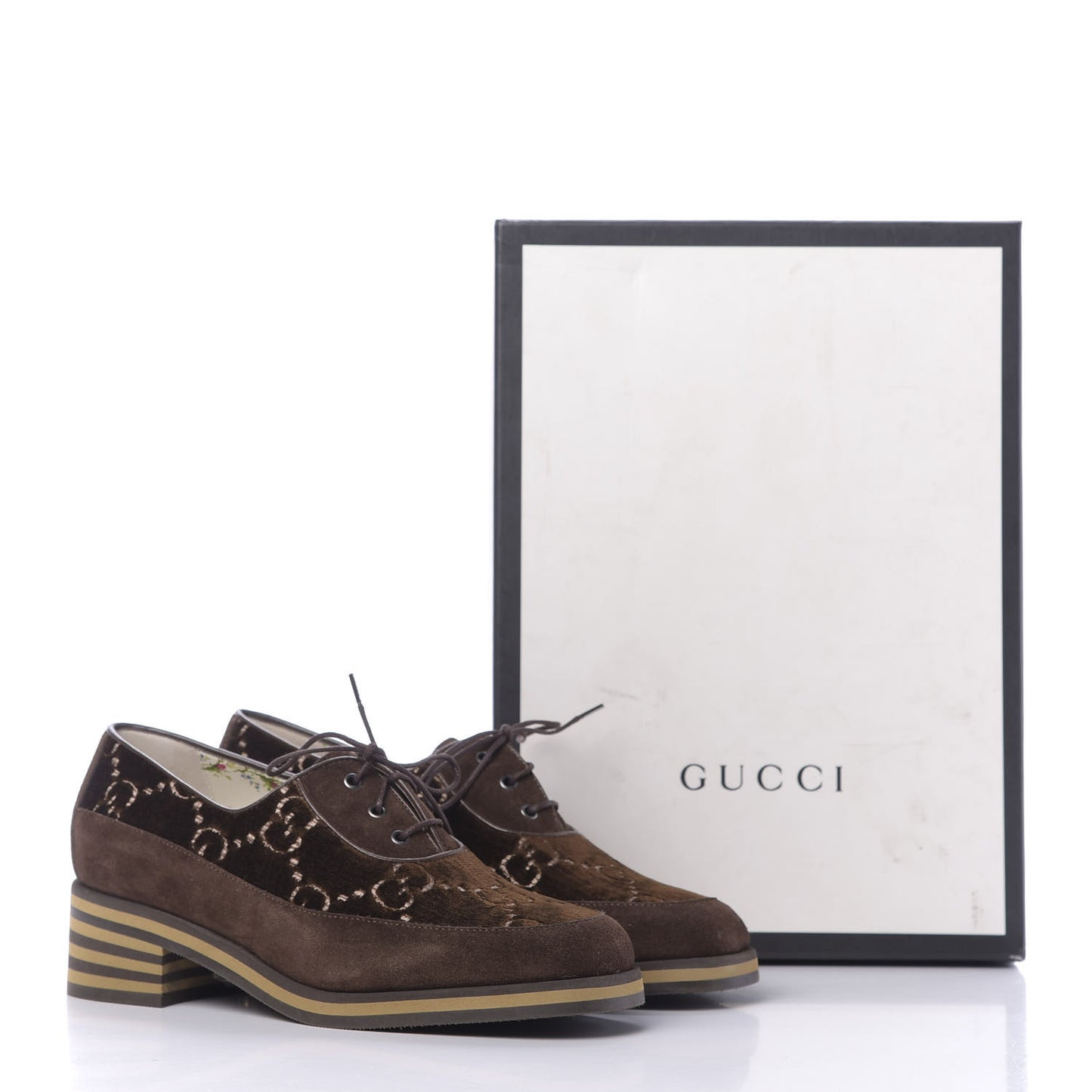 Velvet GG Monogram Thompson Derby Loafers 38 Vintage Cocoa Brown