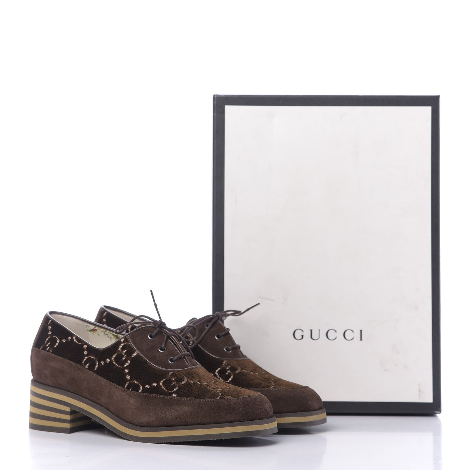 Gucci Velvet GG Monogram Thompson Derby Loafers 38 Vintage Cocoa Brown 11 of 11