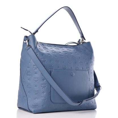MCM Grained Calfskin Large Hobo Luft Blue 3 of 9