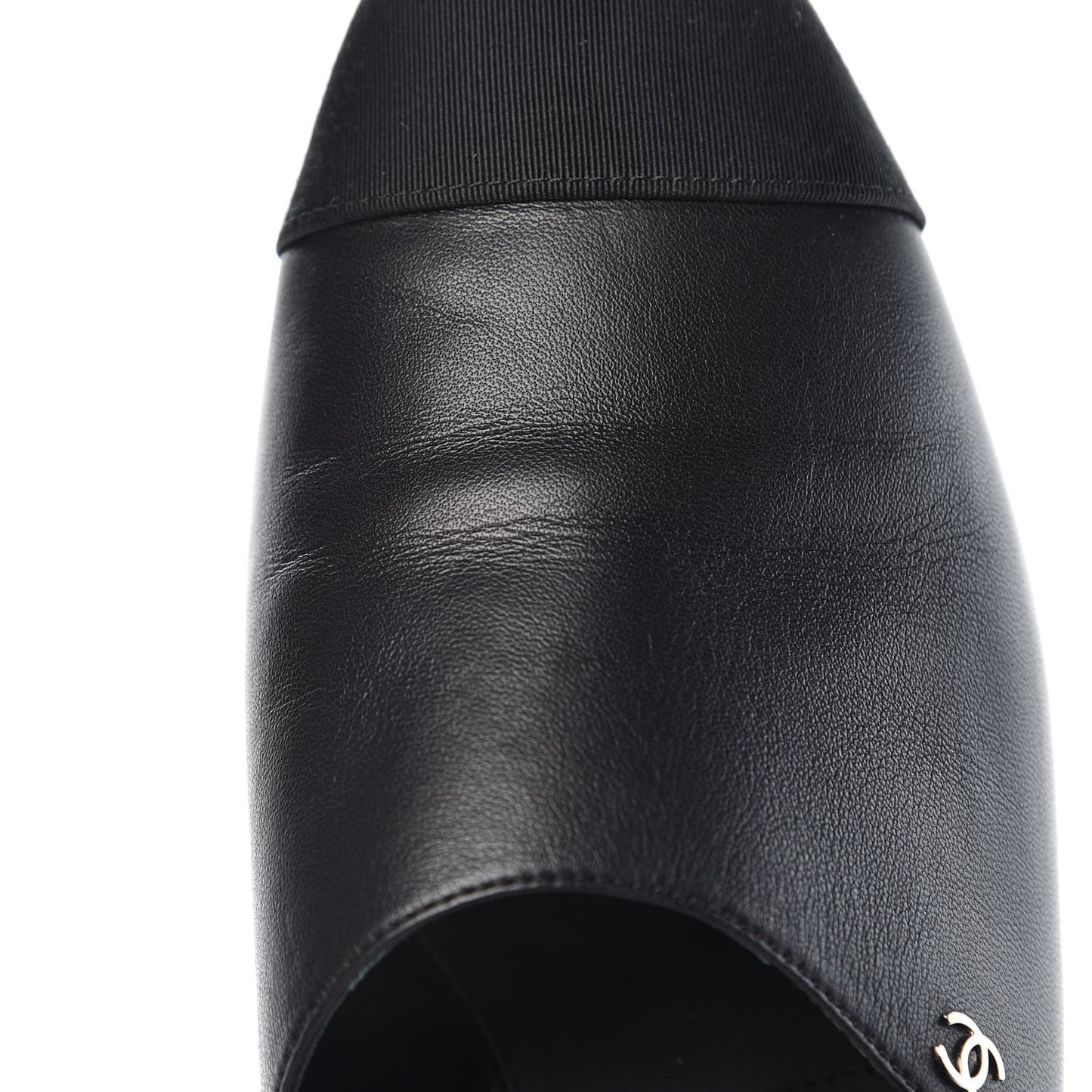 Lambskin Grosgrain Cap Toe CC Mules 40.5 Black