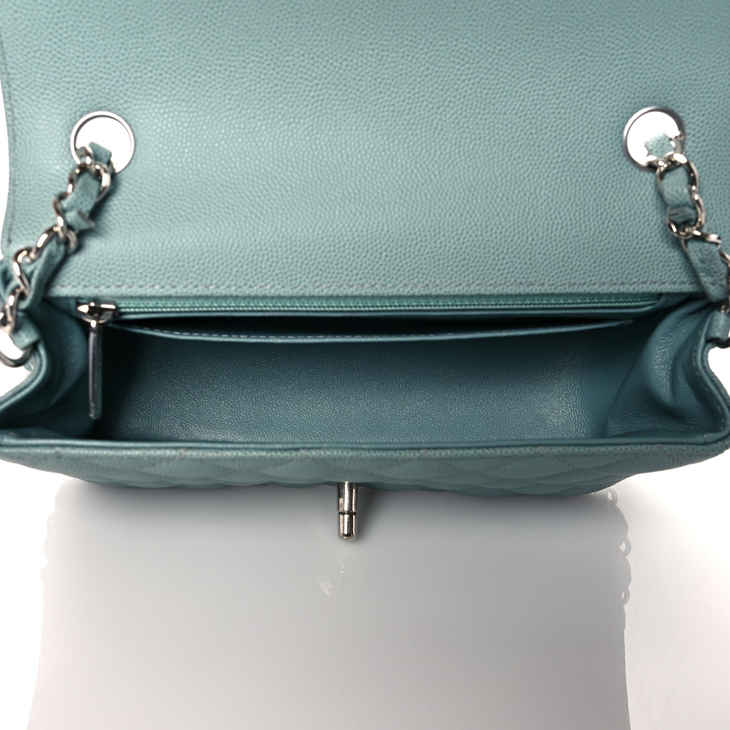 Caviar Quilted Mini Rectangular Flap Green