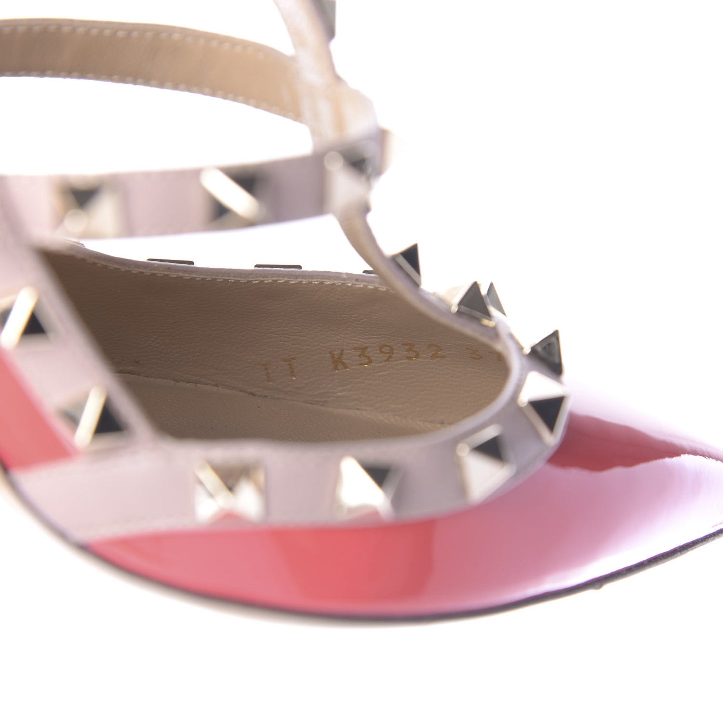 Patent Rockstud Ankle Strap 100mm Pumps 37.5 Deep Rose Poudre