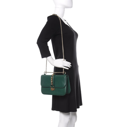 Valentino Garavani Vitello Medium Glam Lock Rockstud Flap Smeraldo 2 of 10
