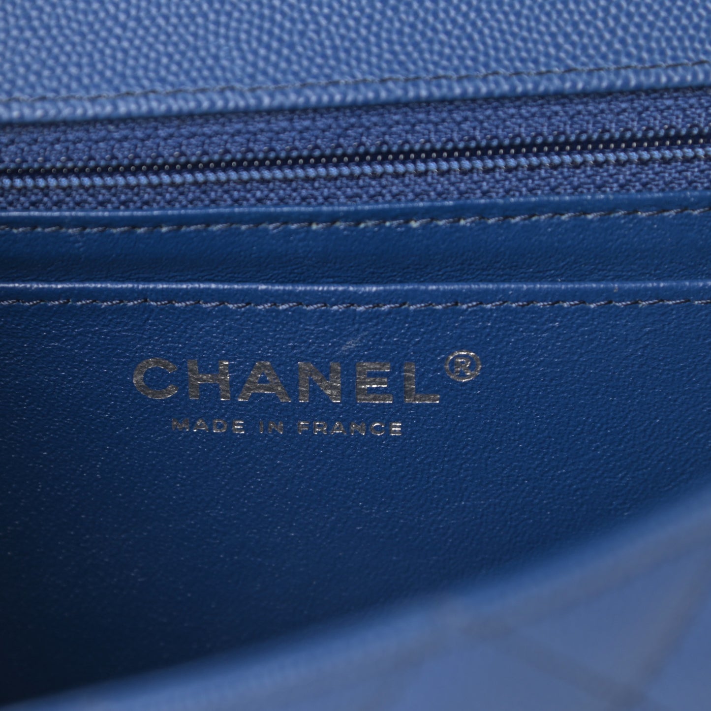 Caviar Quilted Mini Rectangular Flap Blue