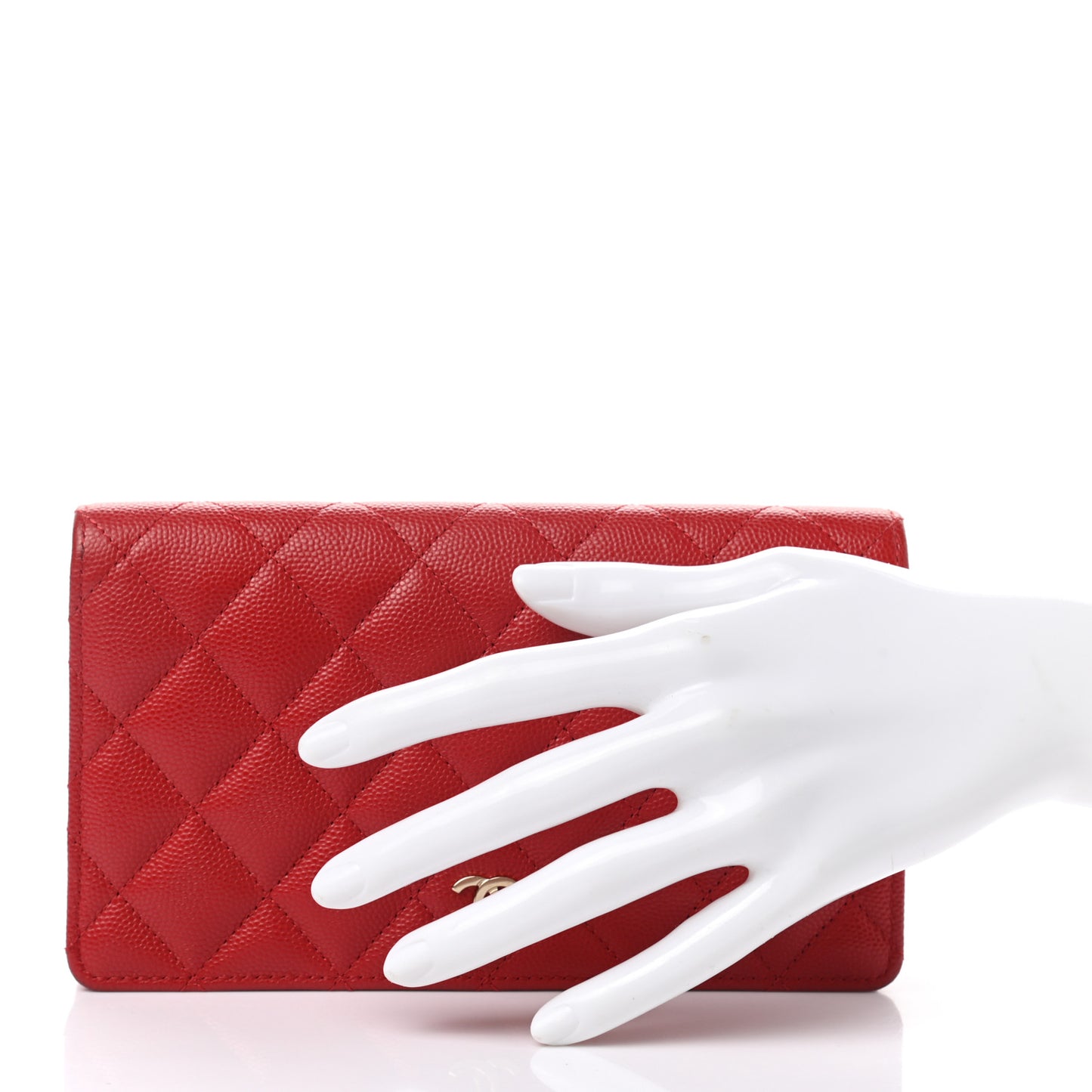 Caviar Quilted Yen Wallet Dark Red