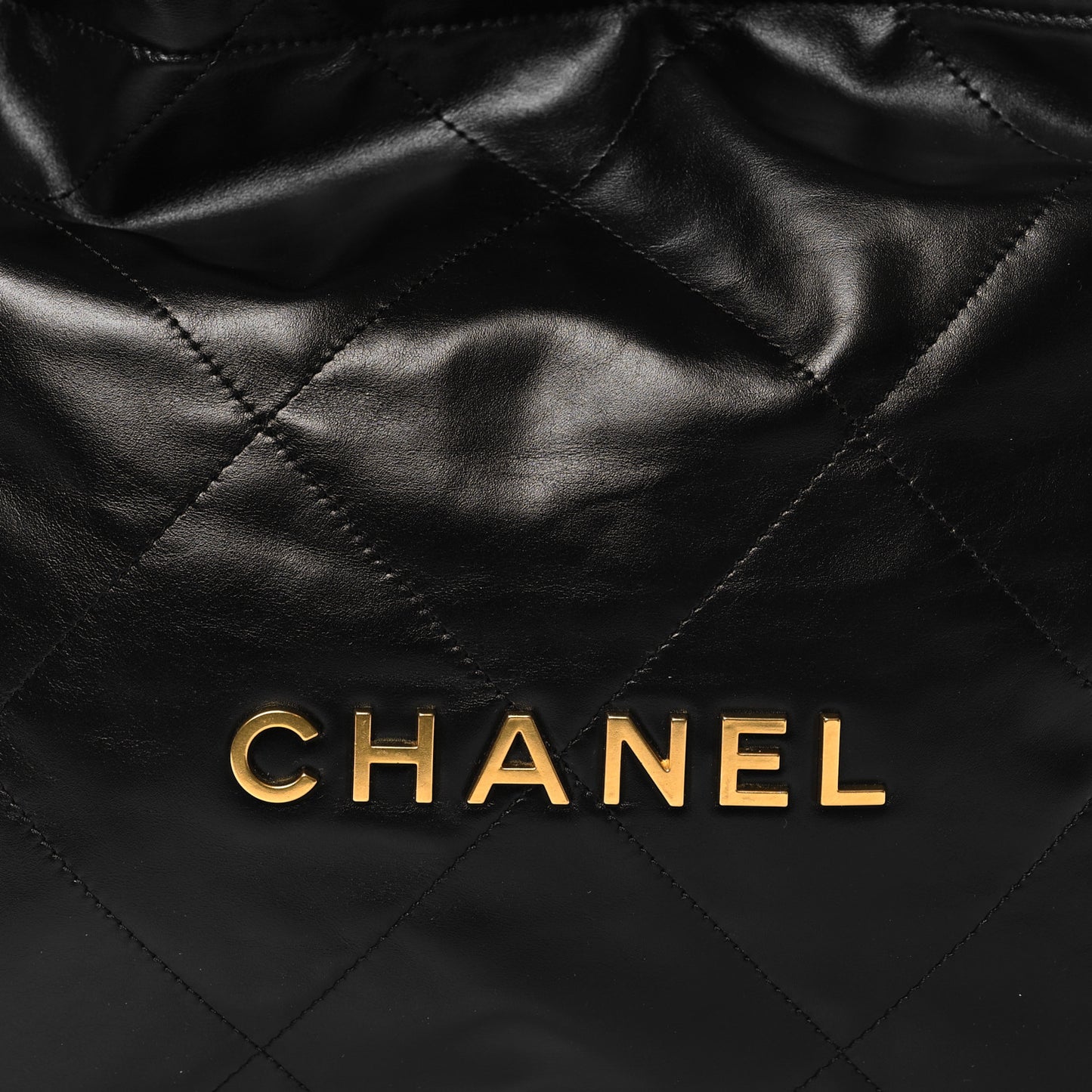 Shiny Calfskin Quilted Small Chanel 22 Black
