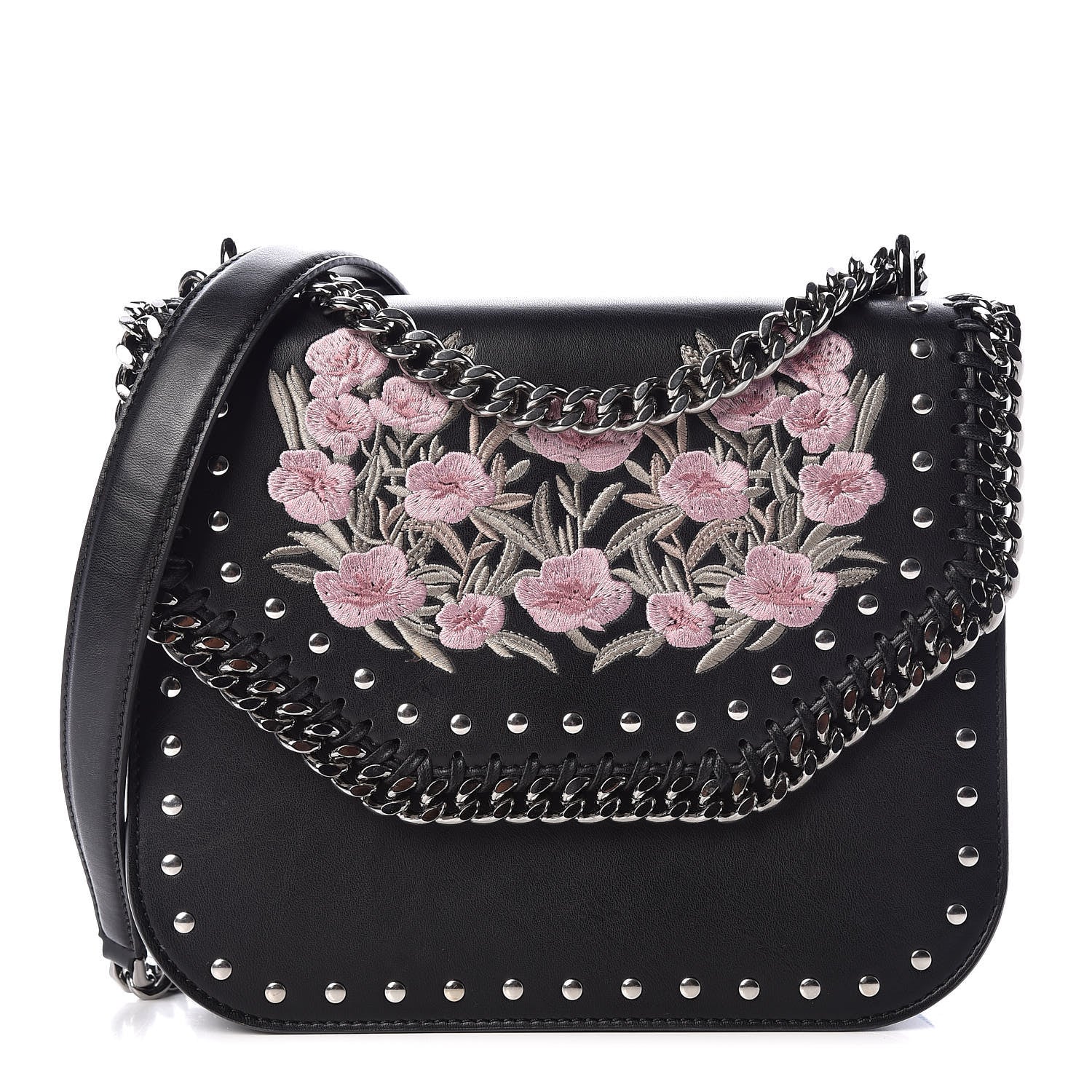 Stella McCartney Eco Alter Nappa Medium Falabella Box Floral Embellished Shoulder Bag Black 1 of 12