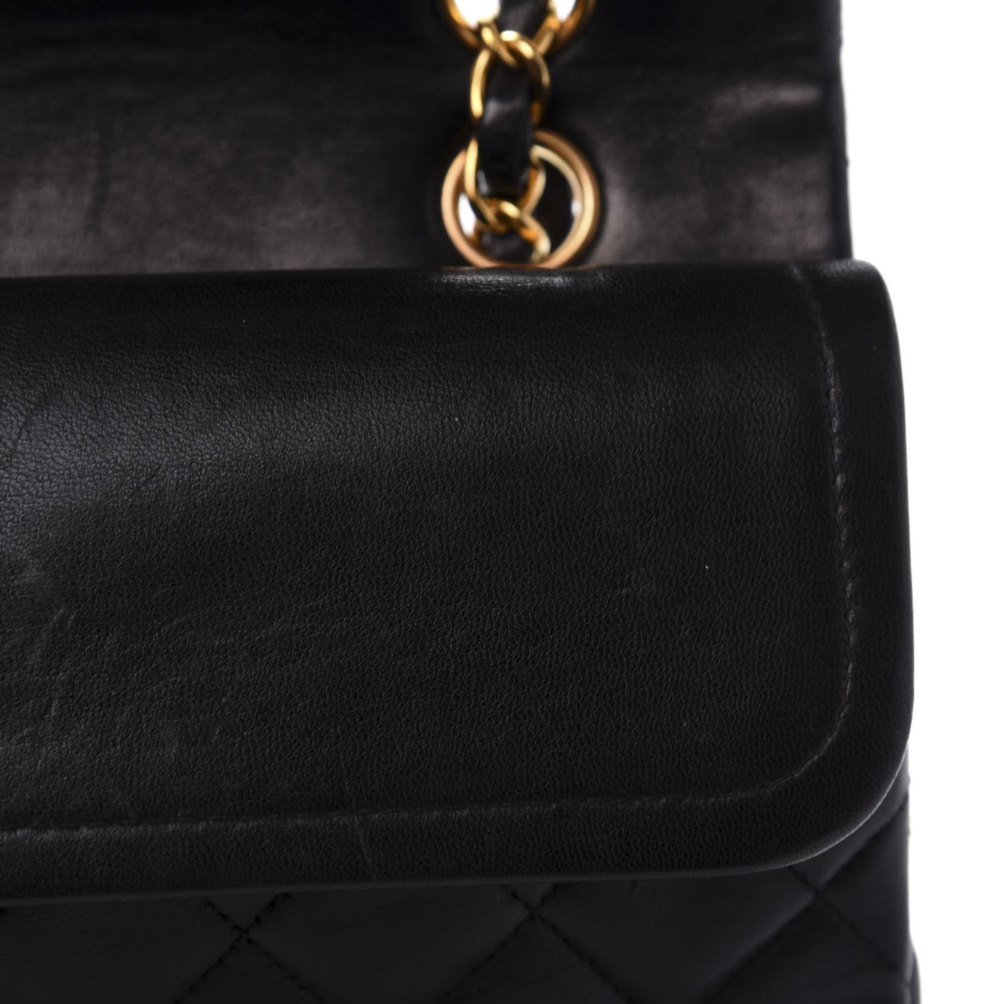 Lambskin Quilted Medium Double Flap Black