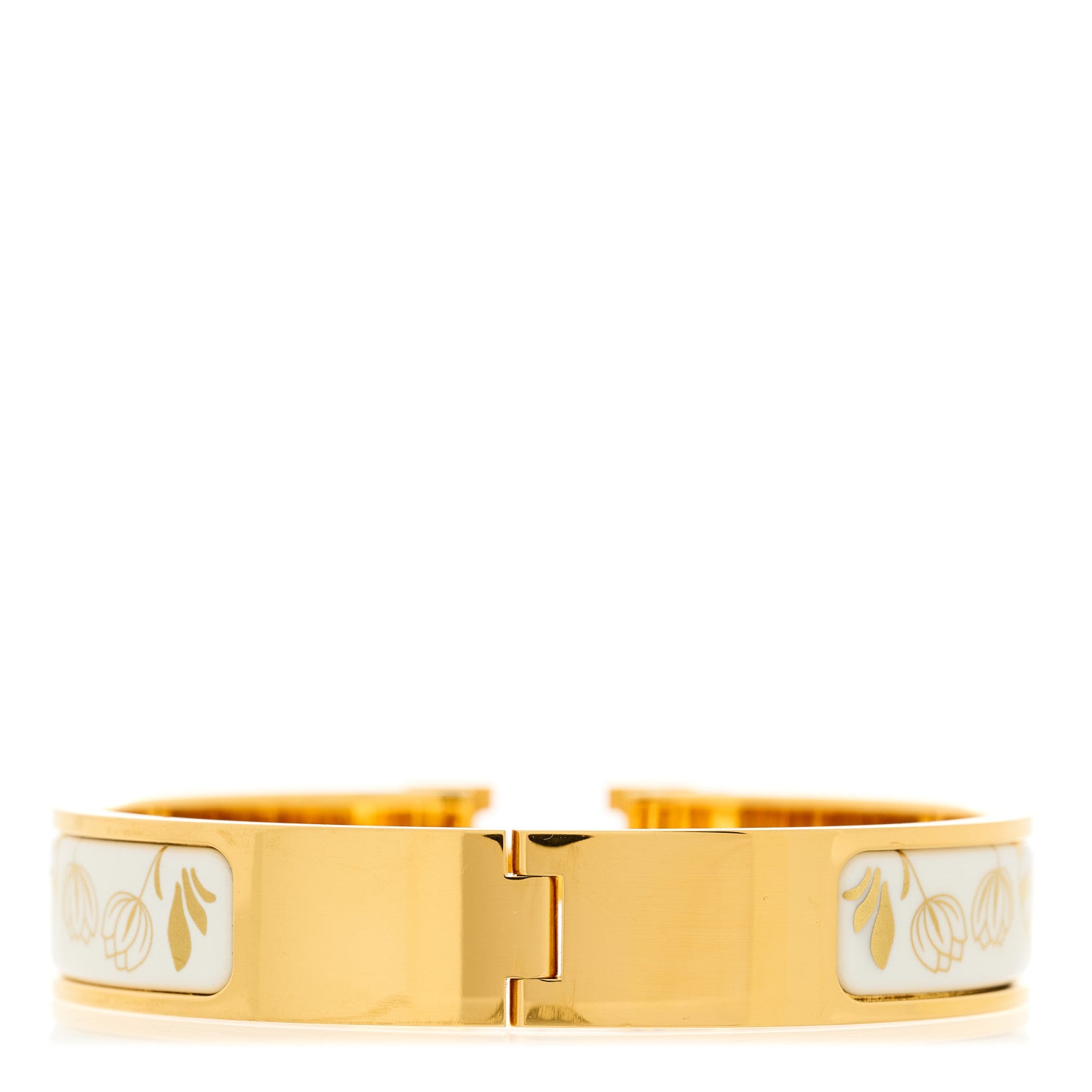 Hermes Enamel Printed Narrow Leopards Clic Clac H Bracelet PM Jaune Or White 3 of 5