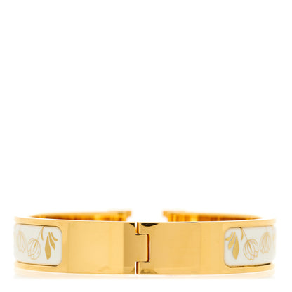 Hermes Enamel Printed Narrow Leopards Clic Clac H Bracelet PM Jaune Or White 3 of 5