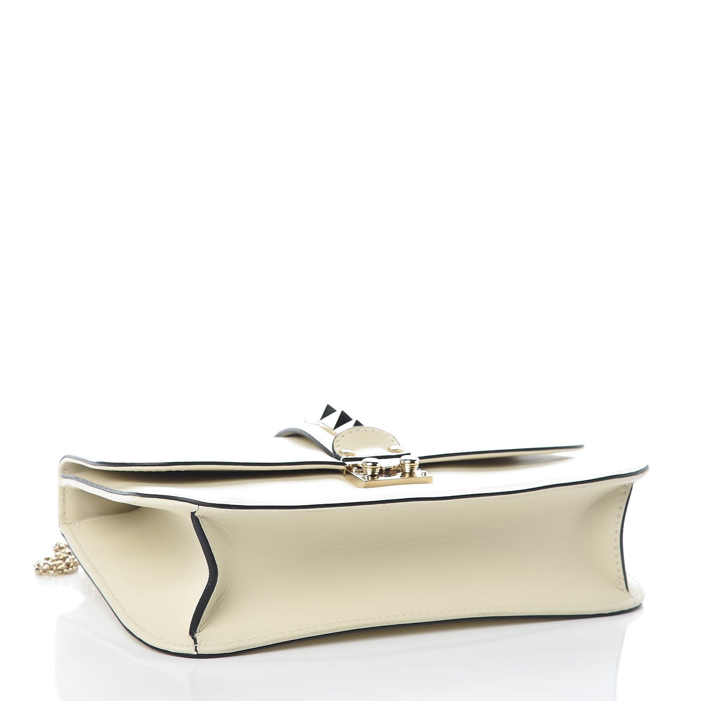 Vitello Medium Glam Lock Rockstud Flap Light Ivory