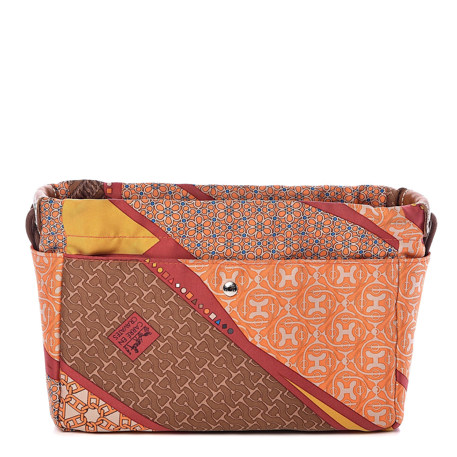 Hermes Silk Barenia Carre en Cravates Fourbi 20 PM Pouch Flamingo Pink Deer Brown 1 of 10
